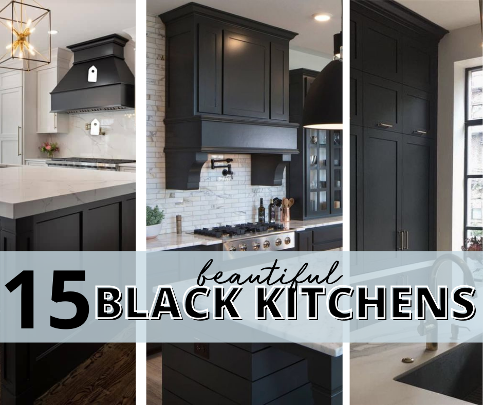 black kitchen cabinets with granite countertops