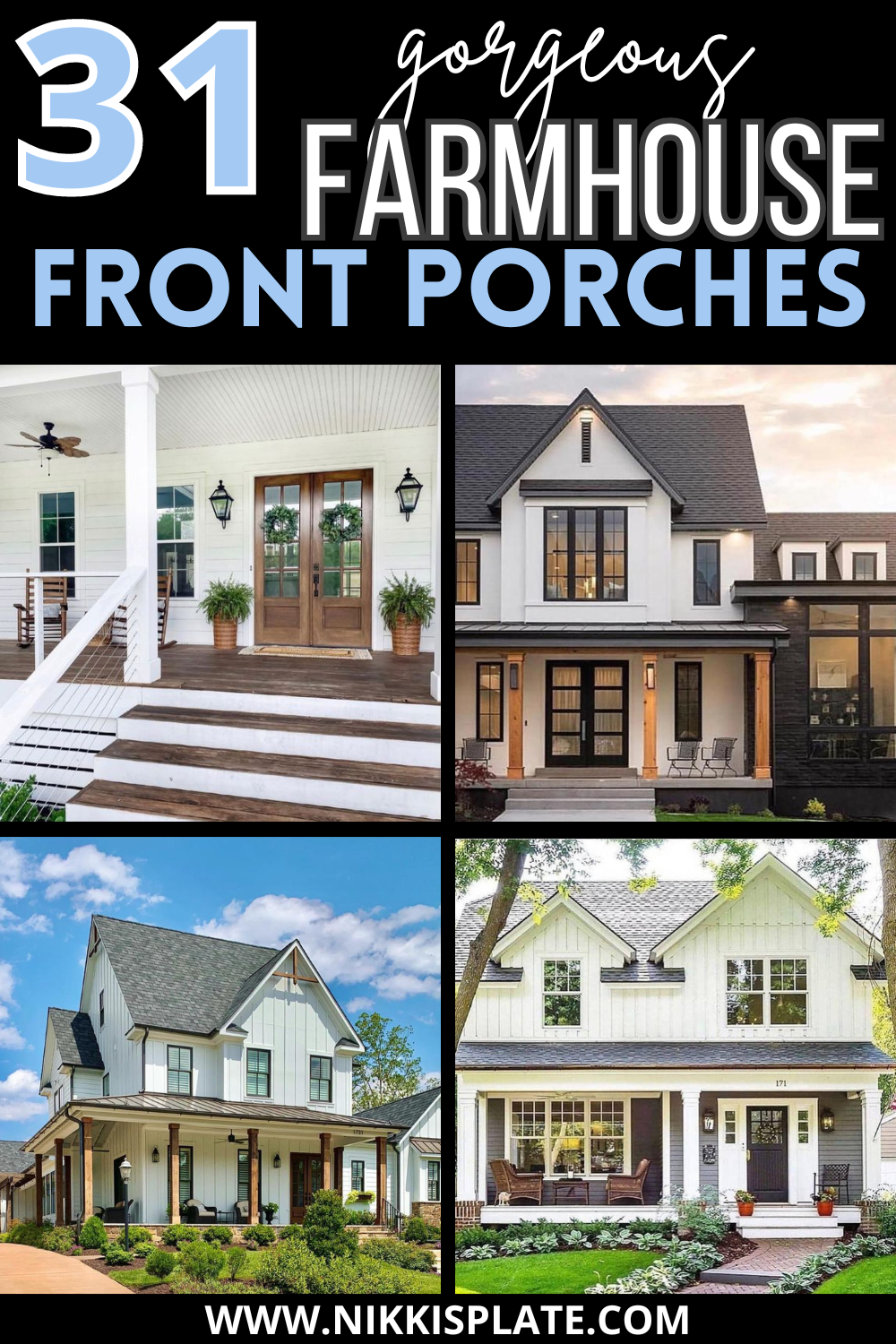 Beautiful Farmhouse Front Porches; These country farmhouse front porches are a dream for those who might want to add some charm to their home.