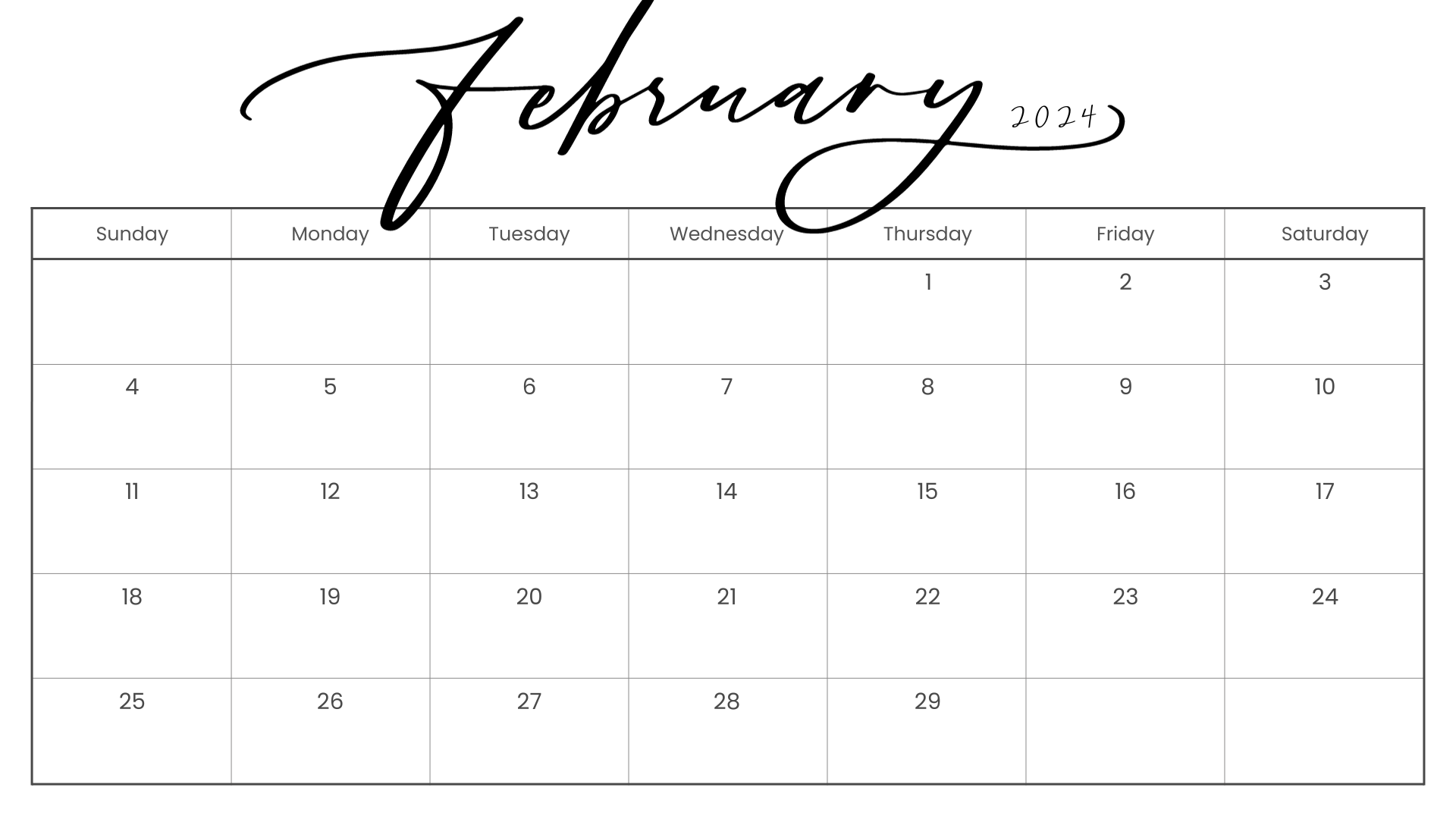 Free Printable February 2024 Calendar Get 25 Stylish Calendars