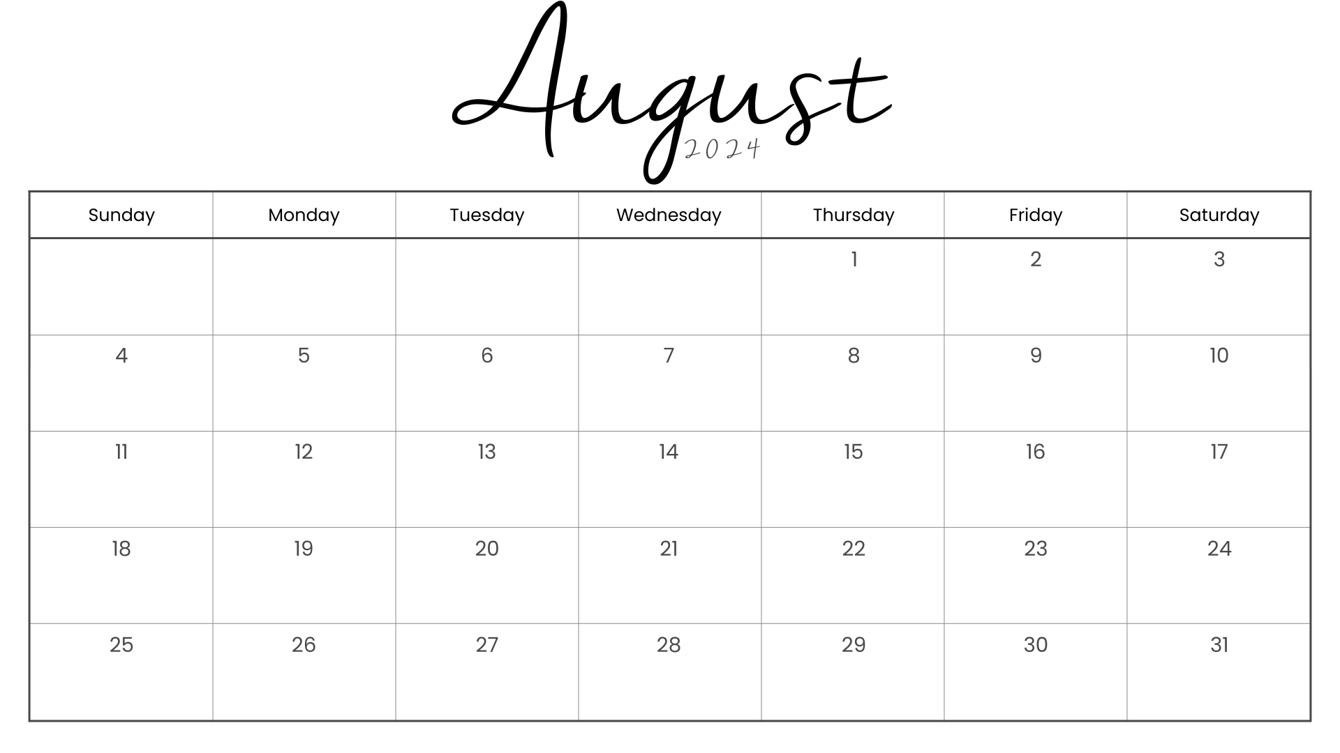 Looking for a free printable AUGUST 2024 calendar? Stay organized and plan your month with ease using my downloadable month AUGUST cute calendars. Sunday start blank AUGUST calendars! Use as work or school calendars.