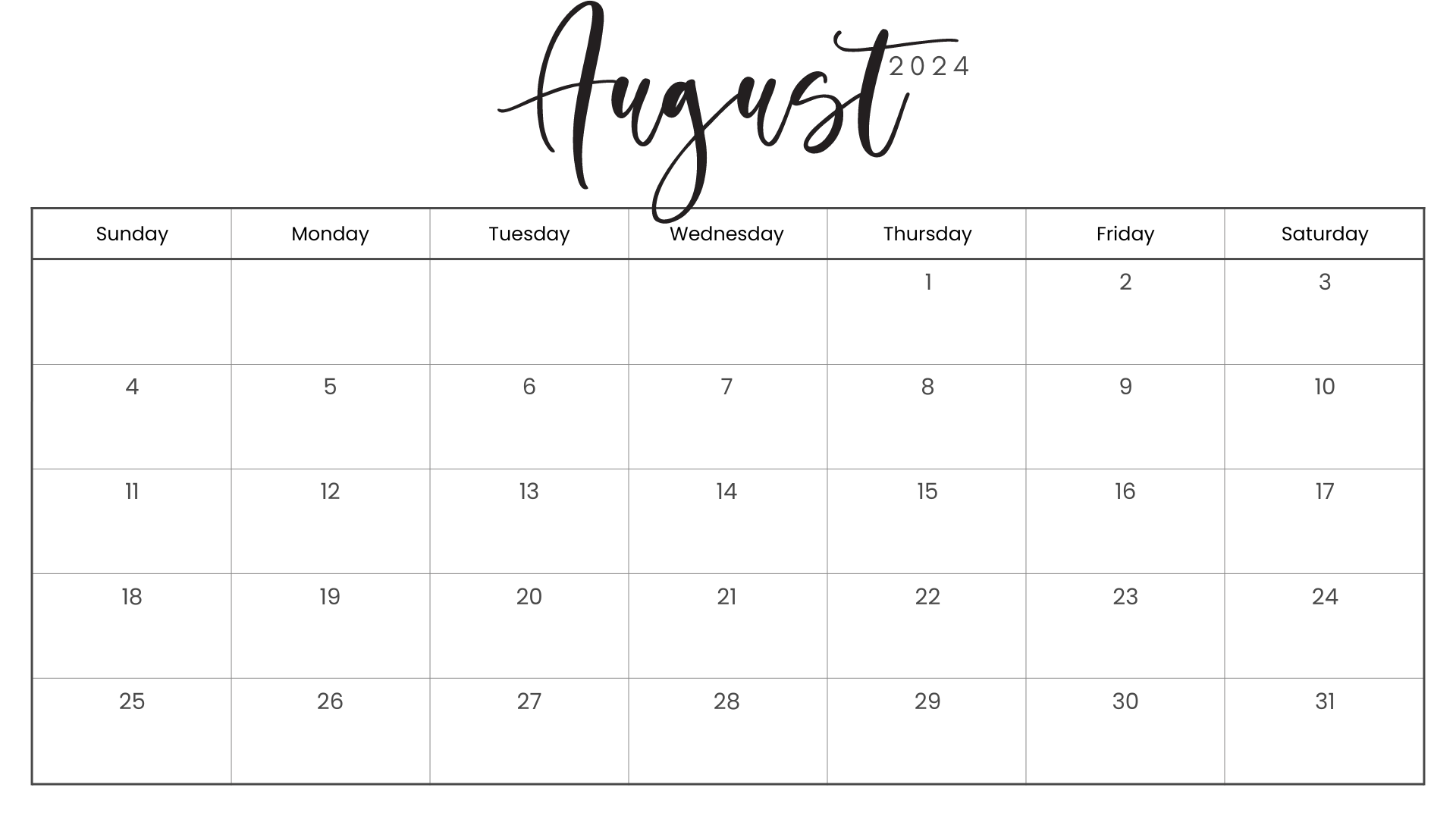 Looking for a free printable AUGUST 2024 calendar? Stay organized and plan your month with ease using my downloadable month AUGUST cute calendars. Sunday start blank AUGUST calendars! Use as work or school calendars.