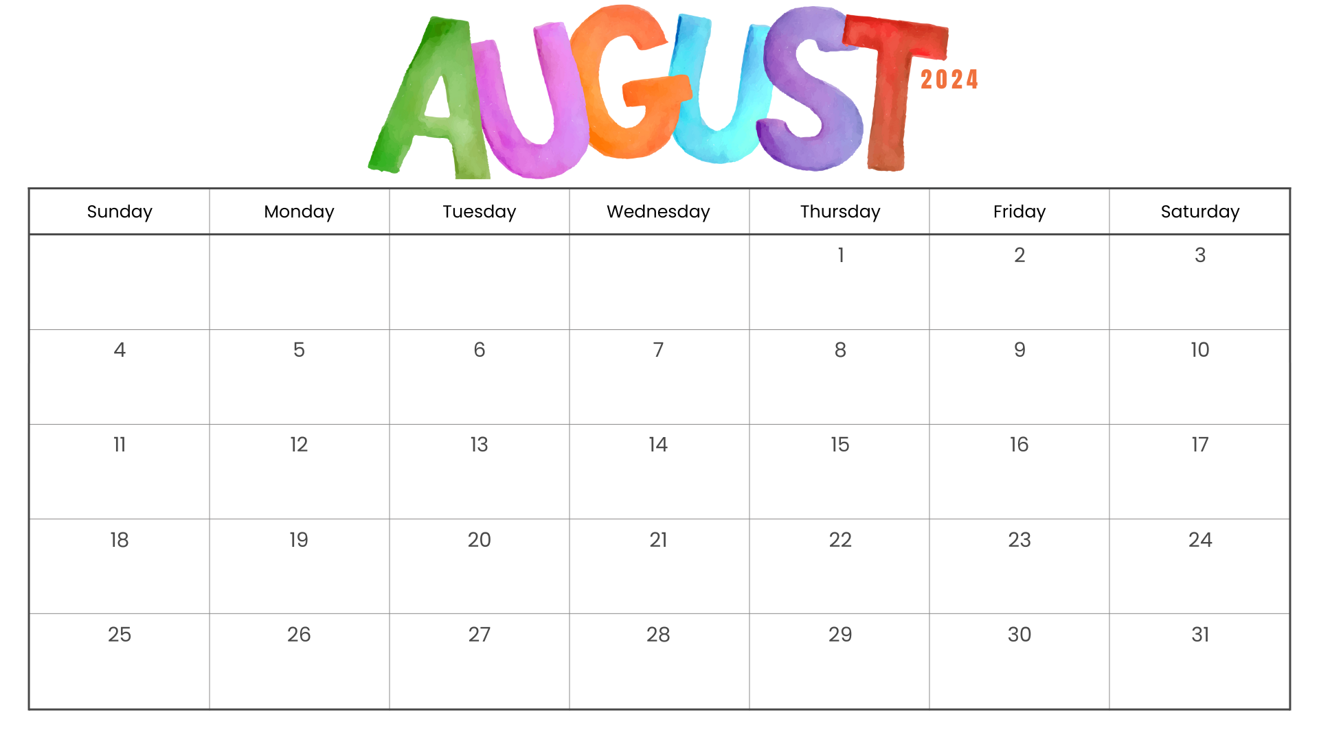 Looking for a free printable AUGUST 2024 calendar? Stay organized and plan your month with ease using my downloadable month AUGUST cute calendars. Sunday start blank AUGUST calendars! Use as work or school calendars.