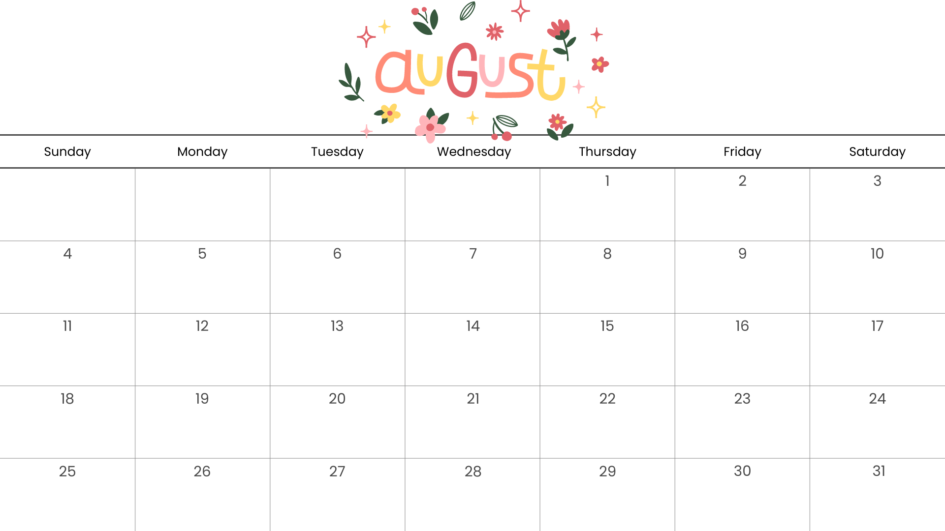 Looking for a free printable AUGUST 2024 calendar? Stay organized and plan your month with ease using my downloadable month AUGUST cute calendars. Sunday start blank AUGUST calendars! Use as work or school calendars.