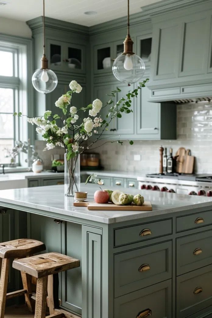 Top 5 Trending Colors for Kitchen Hardware: green kitchen 