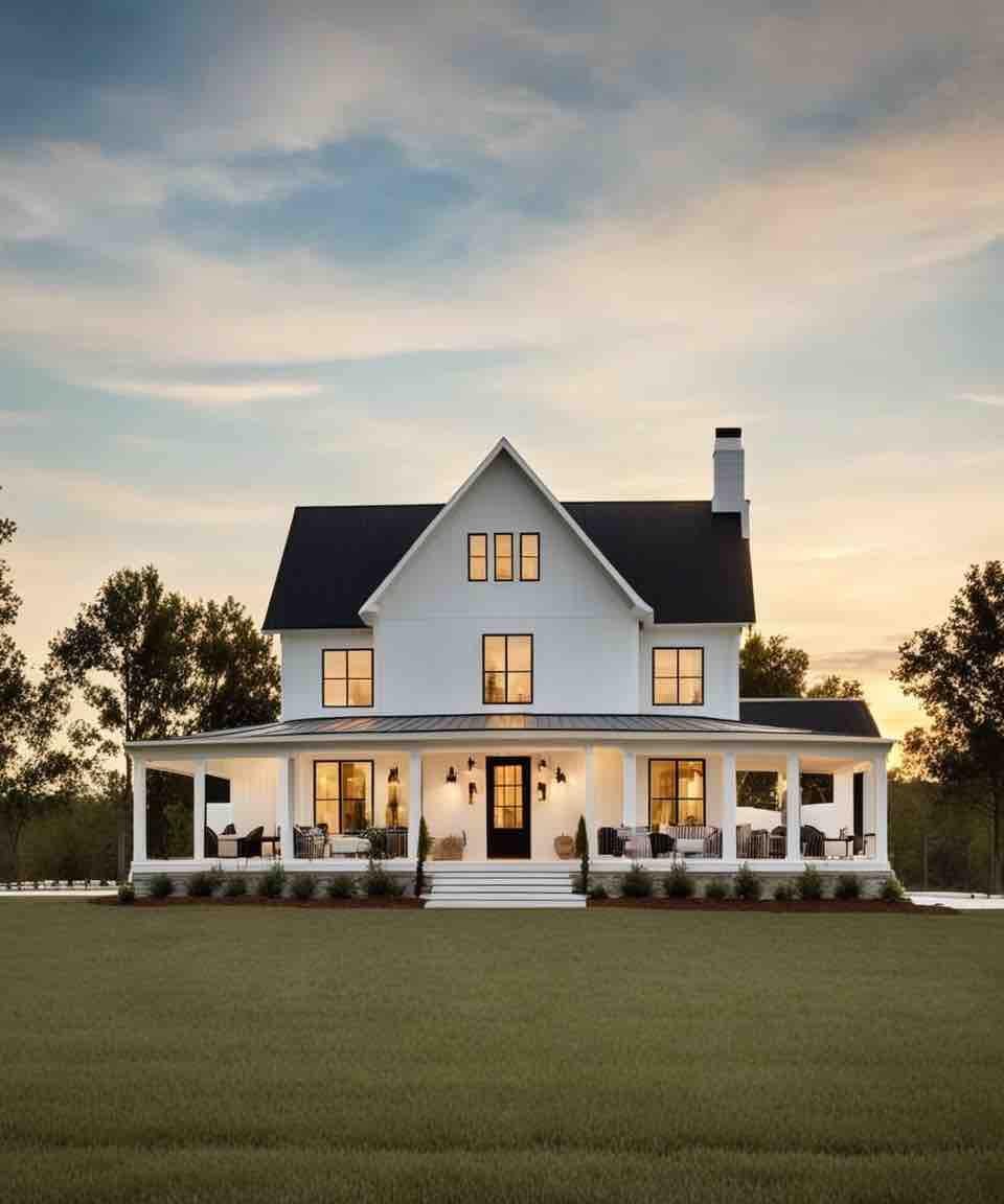 Here are 25 breathtaking white modern farmhouses that blend rustic charm with sleek contemporary design.