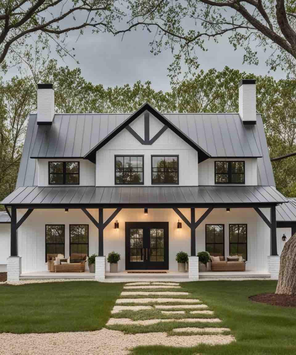 Here are 25 breathtaking white modern farmhouses that blend rustic charm with sleek contemporary design.