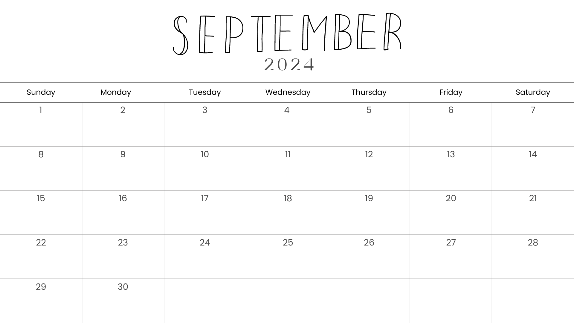 Looking for a free printable SEPTEMBER 2024 calendar? Stay organized and plan your month with ease using my downloadable month SEPTEMBER cute calendars. Sunday start blank SEPTEMBER calendars! Use as work or school calendars.