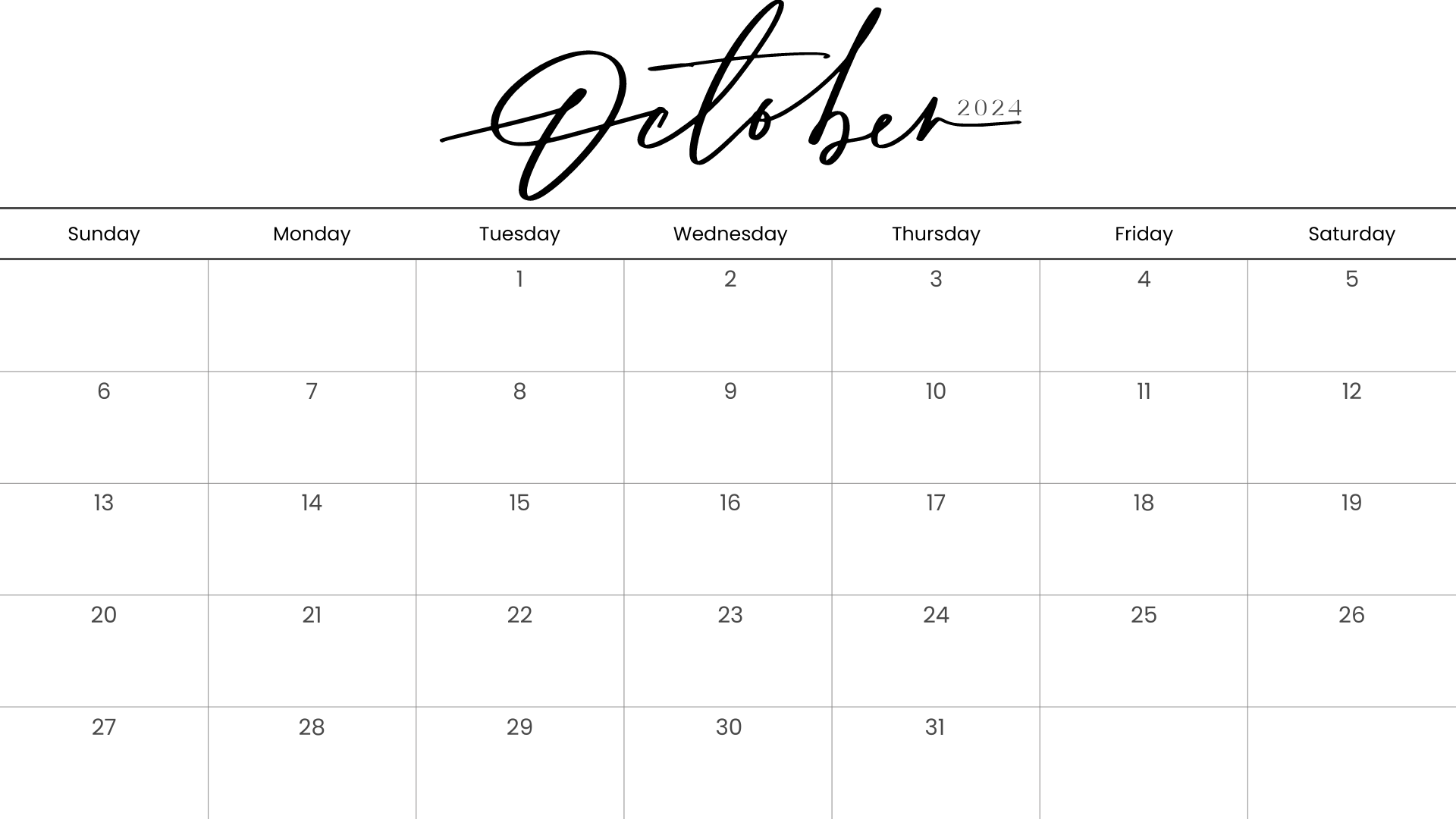 Looking for a free printable October 2024 calendar? Stay organized and plan your month with ease using my downloadable month October cute calendars. Sunday start blank October calendars! Use as work or school calendars.