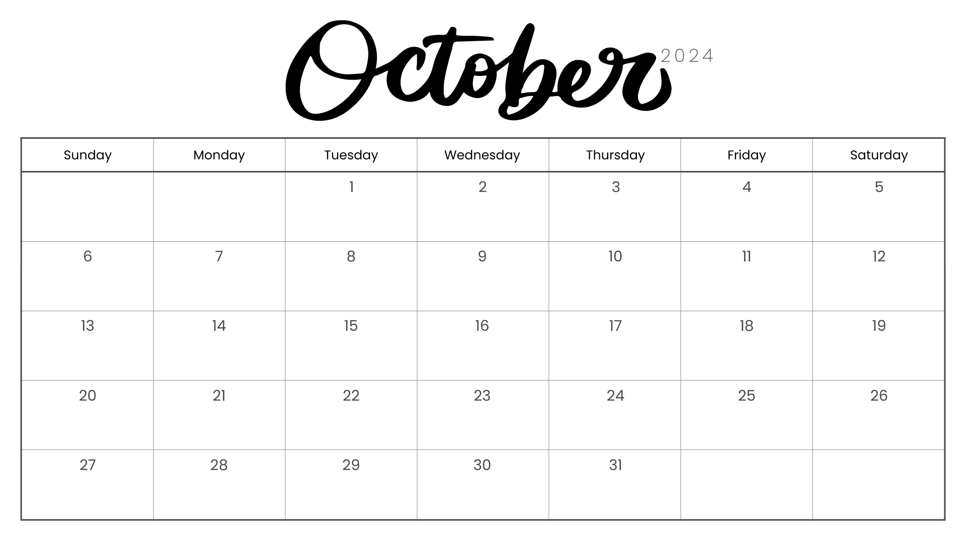 Looking for a free printable October 2024 calendar? Stay organized and plan your month with ease using my downloadable month October cute calendars. Sunday start blank October calendars! Use as work or school calendars.