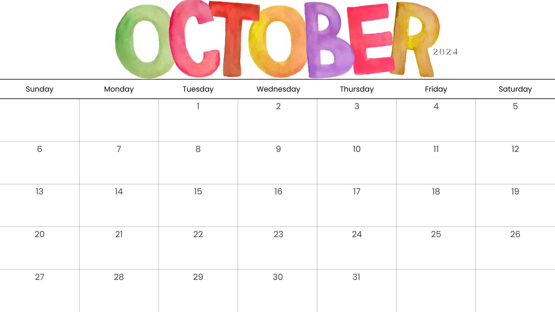 Looking for a free printable October 2024 calendar? Stay organized and plan your month with ease using my downloadable month October cute calendars. Sunday start blank October calendars! Use as work or school calendars.