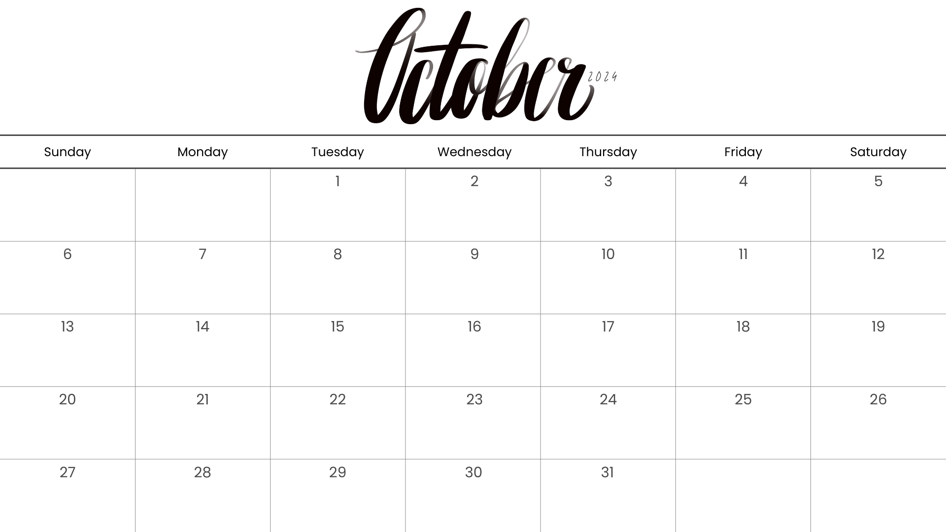 Looking for a free printable October 2024 calendar? Stay organized and plan your month with ease using my downloadable month October cute calendars. Sunday start blank October calendars! Use as work or school calendars.