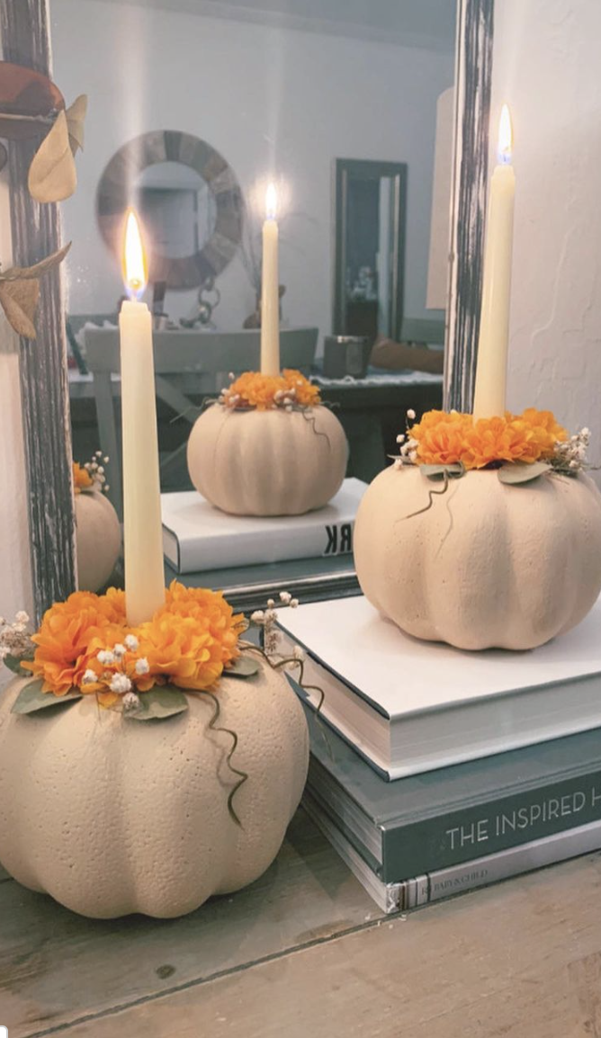 pumpkin candle holders, DIY fall candle holders