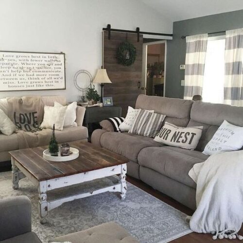 30 Grey Modern Farmhouse Living Room Ideas - Nikki's Plate