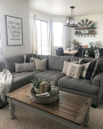 30 Grey Modern Farmhouse Living Room Ideas - Nikki's Plate