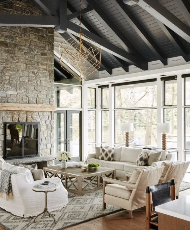 25 Most Beautiful Lake House Living Rooms - Nikki's Plate