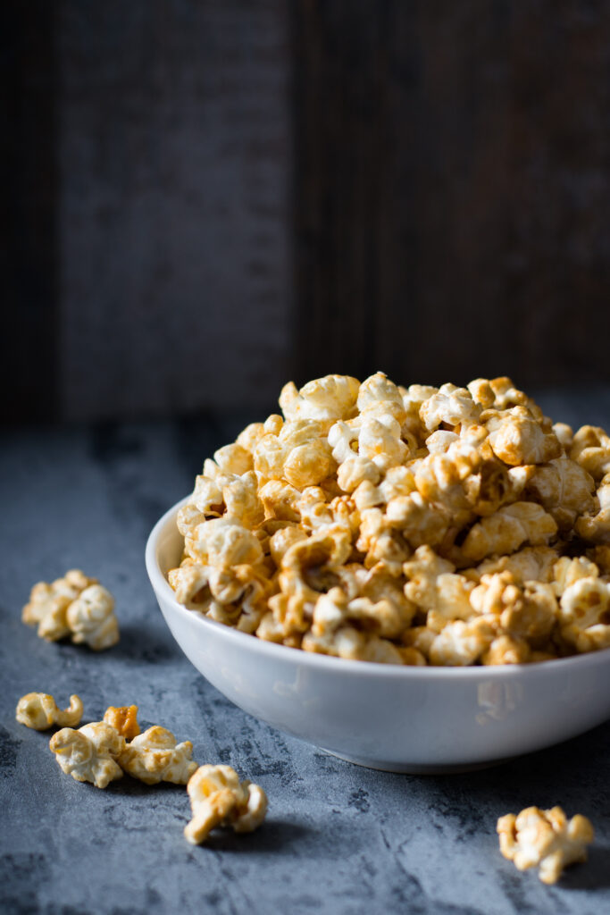 Chewy Caramel Coated Popcorn Recipe - Nikki's Plate