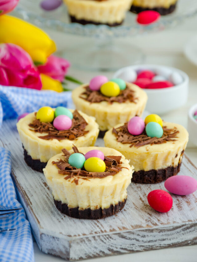 EASY Easter Brownie Cheesecake Birds Nests