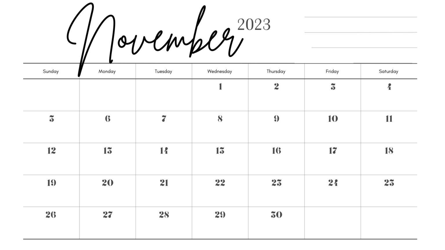 10 Free Printable November 2023 Calendar TEMPLATES - NP