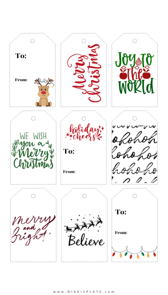 36 FREE Christmas Gift Tags Printables - Nikki's Plate