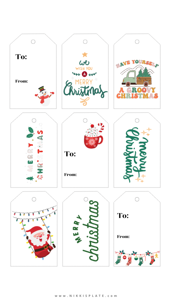 36 FREE Christmas Gift Tags Printables - Nikki's Plate