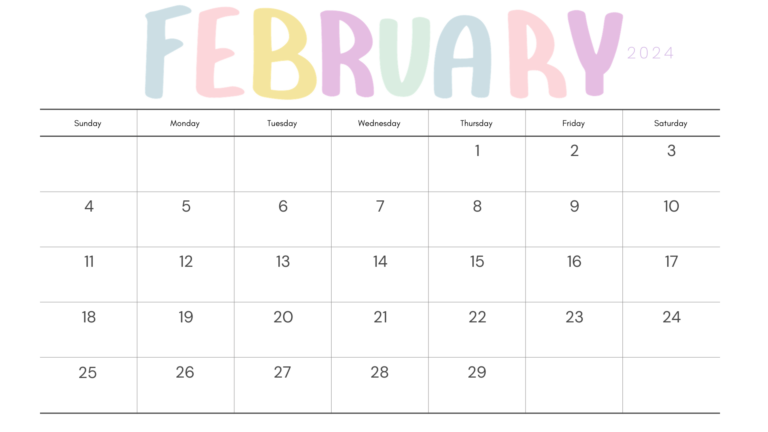 10 FREE PRINTABLE FEBRUARY 2024 CALENDAR TEMPLATES