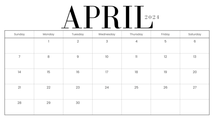 10 FREE PRINTABLE APRIL 2024 CALENDAR TEMPLATES - NP